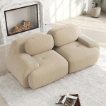 Bladez Loveseat moodul diivan Corduroy kangast, kaasaegne 2-kohaline diivan kumerate k&auml;etugedega, libisemisvastane alus, ei vaja kokkupanekut, elutuppa, k&otilde;rge elastne istmepadi (beež, 2-kohaline)