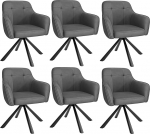 YOUDENOVA s&ouml;&ouml;gitoa toolid, 6 tooli, 360&deg; p&ouml;&ouml;ratavad k&auml;etoed, sametist polsterdatud toolid s&ouml;&ouml;gituppa, k&ouml;&ouml;ki, elutuppa ja kontorisse, s&ouml;&ouml;gitoa toolid, tumehall, tume hall