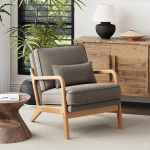 COLAMY Mid-Century modernne elutoa tugitool, lamamistool koos nimmepatjadega, t&auml;ispuidust raam ja pehme polster, mugav lugemistool elutuppa ja magamistuppa, hall
