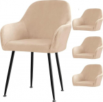 Toolikatted k&auml;etugedega, 1, 2, 4, 6 komplekt, sametist toolikate, Stretch, kontor, arvutitoolide kate, eemaldatav, pestav kodumajapidamises ja elamises, s&ouml;&ouml;gitoas, hotellis (khaki, 4 komplekt)