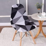 Mateju Stretch Moderne Shell Stuhlhussen 1 2 4 6 8er Schonbez&uuml;ge Skandinavisch Stuhlbezug Waschbar Bezug f&uuml;r Esszimmerst&uuml;hle K&uuml;che Hochzeit B&uuml;ro Bankette Partys Deko (8pcs,schwarzes Dreieck)