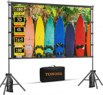TOWOND Projektor-Leinwand, 100 Zoll (254 cm), tragbare Projektor-Leinwand und St&auml;nder, Outdoor-Projektionsleinwand, 16:9, 4K-HD-Filmleinwand mit Tragetasche f&uuml;r Heimkino und Hinterhofkinoabende
