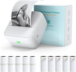 Bisofice S1 Mini Printer for Smartphone with 11 Rolls of Printer Paper, Sticker Printer Mini Printer Sticker, Mini Thermal Printer Bluetooth Photo Printer for Study Notes, DIY, Journal, Pictures,