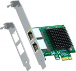 GLOTRENDS LE8202 2-portiline PCIe v&otilde;rgukaart lauaarvutitele, 1000/100/10 Mbit/s Gigabit Ethernet RJ45 LAN port, PCIE X1 liides, tavaline ja madala profiiliga klamber