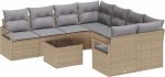 Rantry 9-teilige Garten-Sofa-Set mit Kissen Beige Poly Rattan Gartenlounge Model3354989