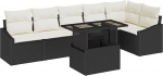 Rantry 7-teiliges Garten-Sofa-Set mit Kissen Schwarz Poly-Rattan Gartenlounge Model3349013