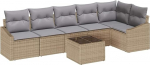 7-teiliges Garten Sofa Set mit Kissen Schwarz Poly Rattan Gartenlounge Model3346750