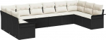 Rantry 10-teiliges Garten Sofa Set mit Kissen Schwarz Poly Rattan Gartenlounge Model3345537