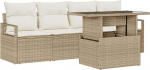 Rantry 5-teiliges Garten-Sofa-Set mit Kissen Beige Poly-Rattan, 2-Sitzer Garten-Sofa mit Kissen Beige Poly-Rattan Gartenlounge Model3348727