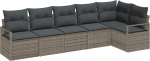 6-teiliges Garten Sofa Set mit Kissen Grau Poly Rattan, 2-Sitzer Garten Sofa mit Stauraum & Kissen Grau Poly Rattan Gartenlounge Model3355068
