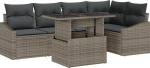 Rantry 6-teiliges Garten Sofa Set mit Kissen Grau Poly Rattan Gartenlounge Model3357742