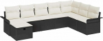 8-teiliges Garten Sofa Set mit Kissen Schwarz Poly Rattan. Gartenlounge Model3358926