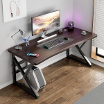 T&ouml;&ouml;stuslik arvutilaua, kaasaegne kirjutamis- ja m&auml;ngulaud, lihtne puidust ja metallist t&ouml;&ouml;laud koju ja magamistuppa (tume p&auml;hkelpuu, 100cm)