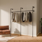 pamo. Clothes Rail Vintage Industrial Design - Bedroom Wardrobe Clothes Rail Made from Water Pipes Urban Black