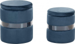 Beliani Doris Glamour Look Pouf with Storage Space Round Velvet Blue Metal Set of 2