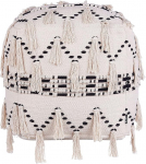 Beige and Black Pouf 50 x 50 cm Cotton Boho Style Fringe Thondi