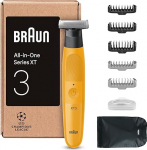 Braun Series XT3 Face & Body, All-In-One trimmer, elektriline raseerija, habeme trimmer ja kehahooldaja, 7 tarvikut, keharaseerija ja stiilimasin, 45 min aku, veekindel, XT3205, kollane