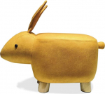 MSM Animal Footstool, Luxury Rabbit Design Footrest Wood Support Wooden Upholstered Furniture 4 Legs Shoe Bench Stool Yellow 52 x 24 x 28 cm