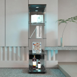 BRILVERDE Glasvitrine mit 2 Schichten, Modern Standvitrine in Hartglas, Transparenter Staubdichte Vitrine Schrank, Glas Schrank f&uuml;r Wohnzimmer B&uuml;ro, 43.5x36.5x86cm (Schwarz C)
