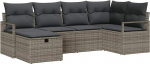 6-teiliges Garten-Sofaset mit Kissen Grau Poly-Rattan Gartenlounge Model3359178