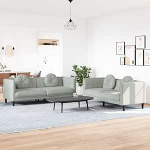 CIADAZ 3209257 2-osaline diivanikomplekt padjadega helehall samet, Lounge diivan, diivanid ja diivanid, Relax diivan, diivan elutuppa, diivan koos