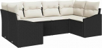 Rantry 6-teiliges Garten Sofa Set mit Kissen Schwarz Poly Rattan Gartenlounge Model3355526