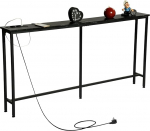 GOKHOMX Slim konsoollaud koos laadimisjaamaga Kitsas sissep&auml;&auml;sulaud 160cm Konsool diivani taga elutuppa sissep&auml;&auml;suks koridorisse Marmorne v&auml;limus (must, 160 x 20 x 80,5 cm)