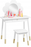 AIYAPLAY laste riietuslauakomplekt koos v&auml;ljaheitega, 2-osaline riietuslaud lastele vanuses 3 kuni 6 aastat, pilvikujuline peegel - valge