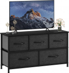 DWVO kapp 5 sahtliga, kangast kapp k&auml;epidemetega, metallraam ja MDF puidust peal, vastupidav, magamistoas ja elutoas, must hall