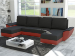 Easy4You Fly Black/Red nurgadiivan U-kujuline 332 x 72 x 140 cm magamisfunktsiooniga ja panipaigaga - diivanvoodi voodikastiga - kaasaegne elutoa m&ouml;&ouml;bel - kangas: Microphase 15/34