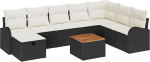 Rantry 9-teiliges Garten-Sofa-Set mit Kissen Schwarz Poly Rattan Gartenlounge Model3359523