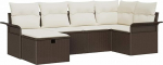 6-teiliges Garten Sofa Set mit Kissen Braun Poly Rattan Gartenlounge Model3358877
