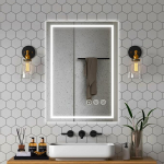 Simusi LED-valgustusega vannitoa peegel, 50 x 70 cm peegel valgusega, seinapeegel eesmise valgustusega, uduvastase funktsiooniga, timmitav, 3 reguleeritava valgusv&auml;rviga.