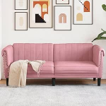 V&auml;ike nurgadiivan elutoa m&ouml;&ouml;bel, diivan 2-kohaline roosa samet magamistoas ja kontoris