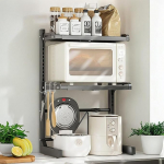 FALANZATH mikrolaineahju riiul 3-astmeline reguleeritav mikrolaineahju riiul, mis on valmistatud s&uuml;sinikterasest k&ouml;&ouml;giriiul t&ouml;&ouml;pinnale koos konksudega mikrolaineahju hoidja k&otilde;rgus ja laius reguleeritav mustana