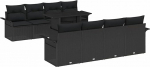9-teiliges Garten-Sofaset mit Kissen Schwarz Poly-Rattan, 2-Sitzer Garten-Sofa mit Stauraum & Kissen Schwarz Poly-Rattan Gartenlounge Model3356986