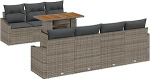 Rantry 8-teiliges Garten Sofa Set mit Kissen Grau Poly Rattan Gartenlounge Model3358533