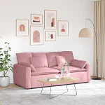 Hoopleep Modulares Sofa Rosa mit Kissen, Samtstoff, 224x105x64 cm, Metallrahmen, Flexible Couch f&uuml;r Wohnzimmer, gem&uuml;tliche Sitzgelegenheit