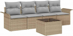 5-teiliges Garten-Sofa-Set mit Kissen Beige Poly Rattan Gartenlounge Model3345230