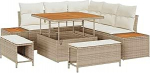 8-teiliges Garten Sofa Set mit Kissen Beige Poly Rattan Gartenlounge Model3364856