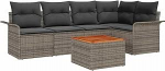 Gartensofa-Set mit Speicher 6 tk Grau Poly-Rattan Gartenm&ouml;bel Model3355997
