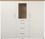 trendteam smart living - Shade - Kapp - Valge/tamm - Highboard 3 ukse, 3 sahtli, 2 riideriiuli, 4 riiuli ja 1 klaasriiuliga - (B x K x S) 159 x 140 x 41 cm - H&otilde;bedased k&auml;epidemed.