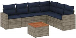 Garten-Sofagarnitur Ecksofa Grau PE-Rattan 62x62x69cm - Komfortable Sitzpl&auml;tze f&uuml;r Terrasse und Innenhof Model3256474