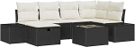 7-teiliges Garten Sofaset mit Kissen Schwarz Poly-Rattan Gartenlounge Model3359386