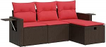 4-osaline aia diivan komplekt koos padjaga Brown Poly Rattan Garden Lounge Model3325460