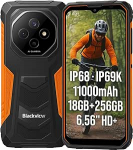 Blackview Fort 1 AI Outdoor Smartphone, Magic AI Photo Editor, 18GB+256GB, 11000mAh aku, 16MP+8MP, 6.56'' HD+, IP68 IP69K Vastupidav mobiiltelefon ilma lepinguta, Android 15, Dual SIM, GPS NFC - Orange