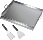 CAVATINY roostevabast terasest grillplaat, 54 x 41 x 8 cm, universaalne grilliplaat, mis sobib Weberi gaasigrillile ja s&ouml;egrillile, grillplaat koos grillspaatli kaabitsakomplektiga