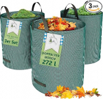 TTL Garden 3 x 272 L Garden Bags, Double Base Extra Stable Self-Standing, 4 Handles, 150 gsm, Large Robust and Foldable, Garden Sack, Leaf Bag, Waste Bag for Grass, Hedge, Garden Waste, Set of 3