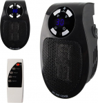 500 W pistikupesa ventilaatoriga mini soojendaja, FainFun MiNi soojendaja pistikupesa, pistikupesa soojendaja, keraamiline vaikne 500 W kaugjuhtimispuldiga, mini soojendajad 2 ventilatsioonitasandiga, termostaat, taimeri (must)