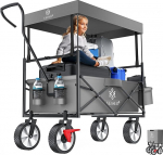 Kesser&reg;, Handcart, Foldable with Roof, Transport Trolley, Equipment Cart, Including 2 Mesh Pockets and One Outer Bag, Folding, Solid Rubber Tyres, Maximum Load Up to 100 kg, grey